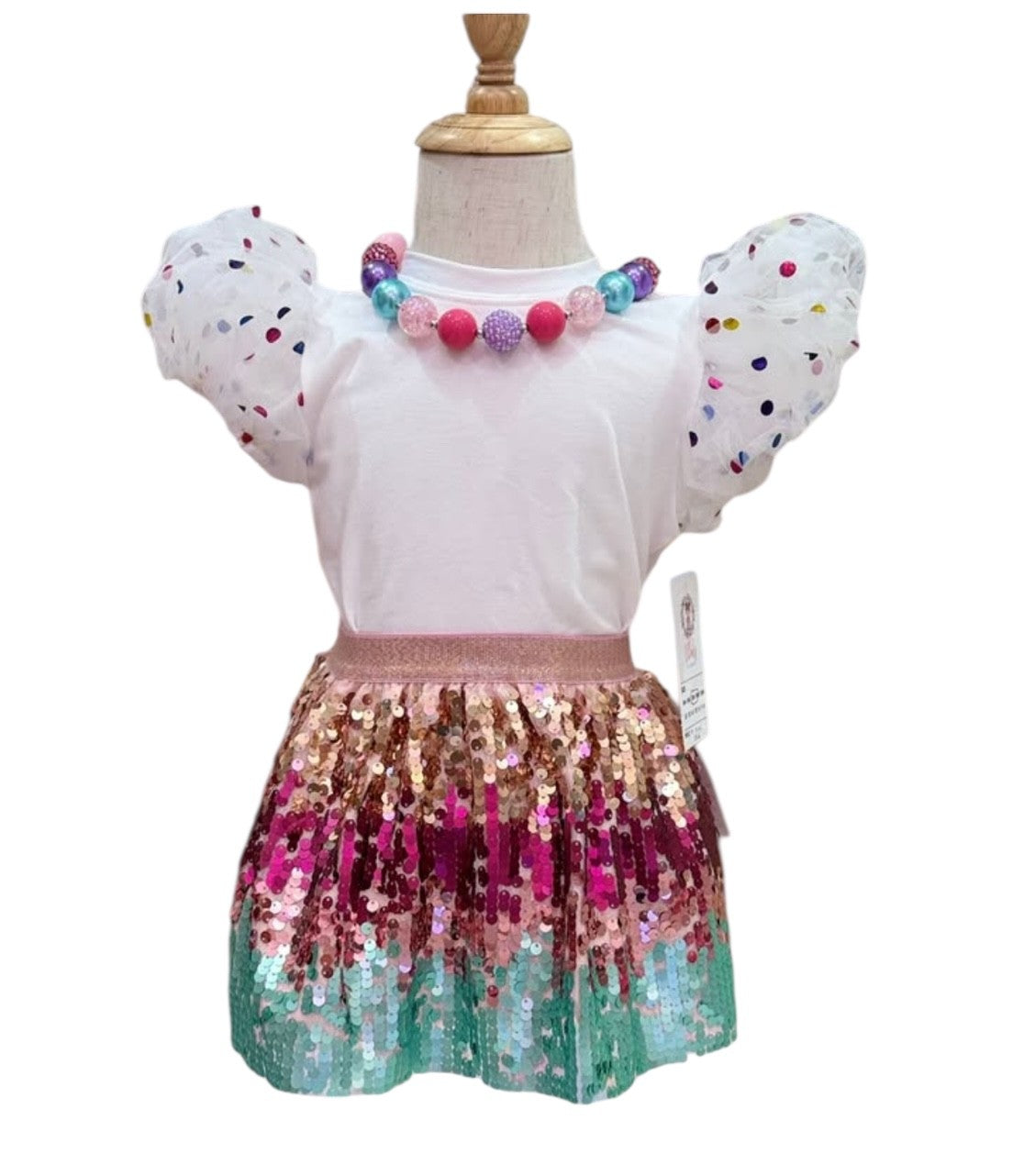 Colorful Sequin 2 Piece Skirt Set
